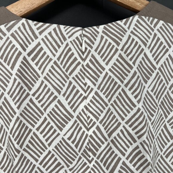 NEW Your Sixth Sense linen lined shift dress tan white Coastal grandma 38 8 - Picture 5 of 13